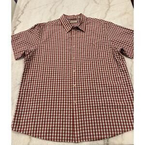 G. H. Bass & Co. Red Plaid Shirt Mens Tee XXL Short Sleeve Cotton Blend Collared